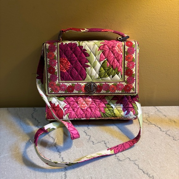 Vera Bradley Pink and Green Floral Shoulder Bag - Picture 1 of 9